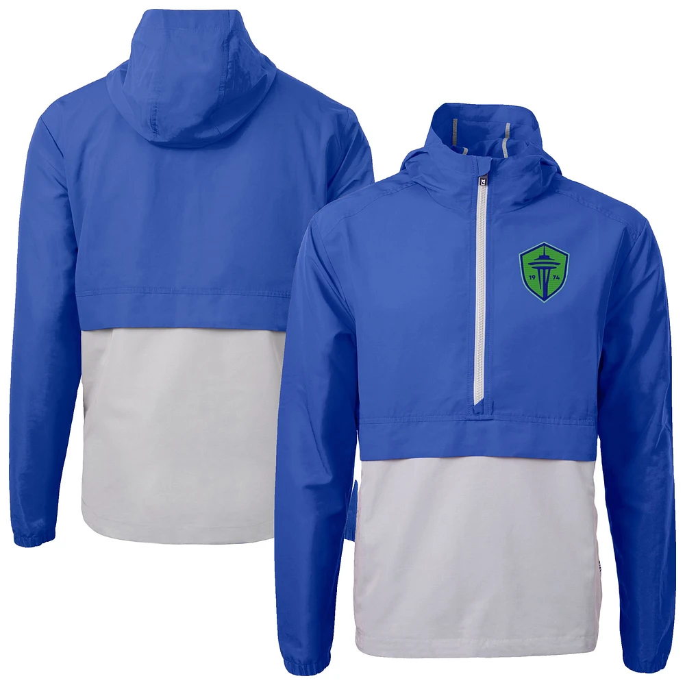 Men's Cutter & Buck Seattle Sounders FC Charter Eco Recycled Anorak Hooded Half-Zip Jacket