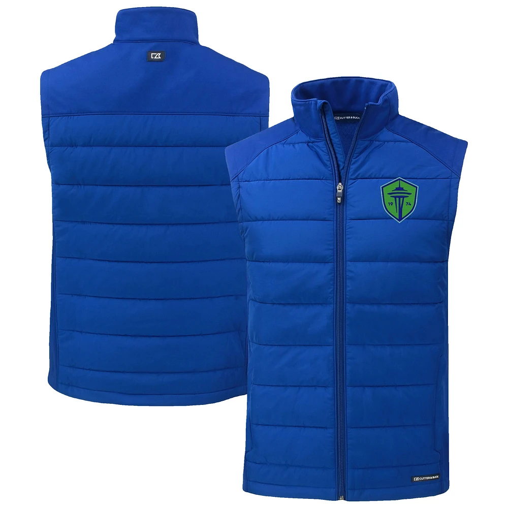 Men's Cutter & Buck Seattle Sounders FC Evoke Hybrid Eco Softshell Recycled Full-Zip Vest