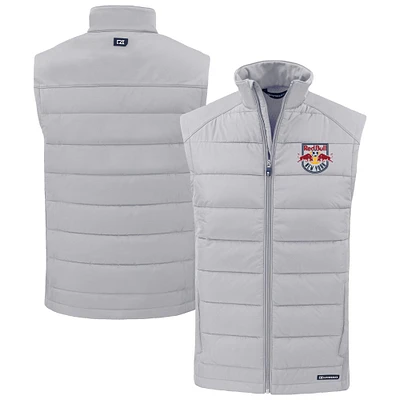 Men's Cutter & Buck Gray New York Red Bulls Evoke Hybrid Eco Softshell Recycled Full-Zip Vest