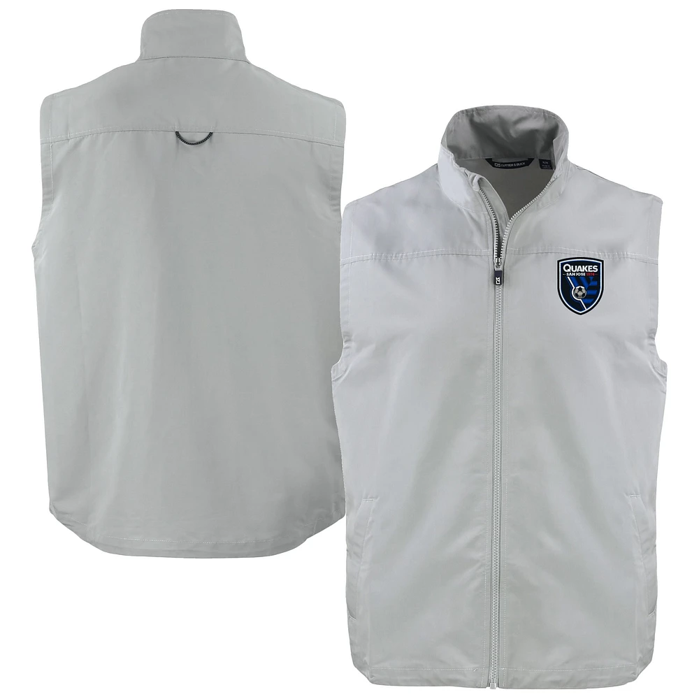 Men's Cutter & Buck Gray San Jose Earthquakes Charter Eco Recycled Full-Zip Vest