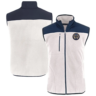 Men's Cutter & Buck White Philadelphia Union Cascade Eco Fleece Full-Zip Vest