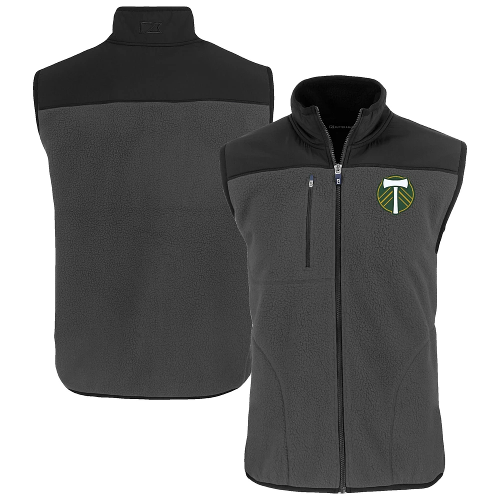 Men's Cutter & Buck Gray Portland Timbers Cascade Eco Fleece Vest