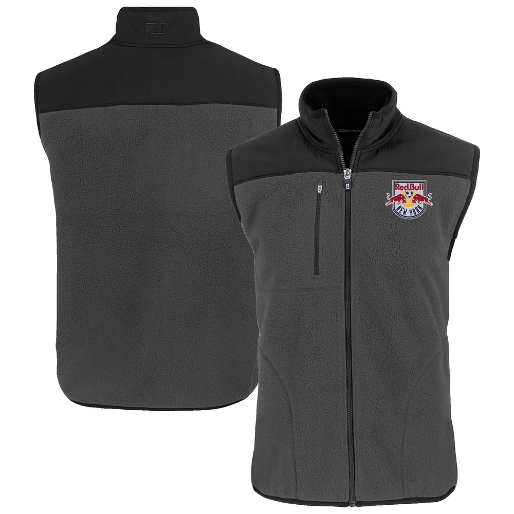 Men's Cutter & Buck Gray New York Red Bulls Cascade Eco Fleece Full-Zip Vest