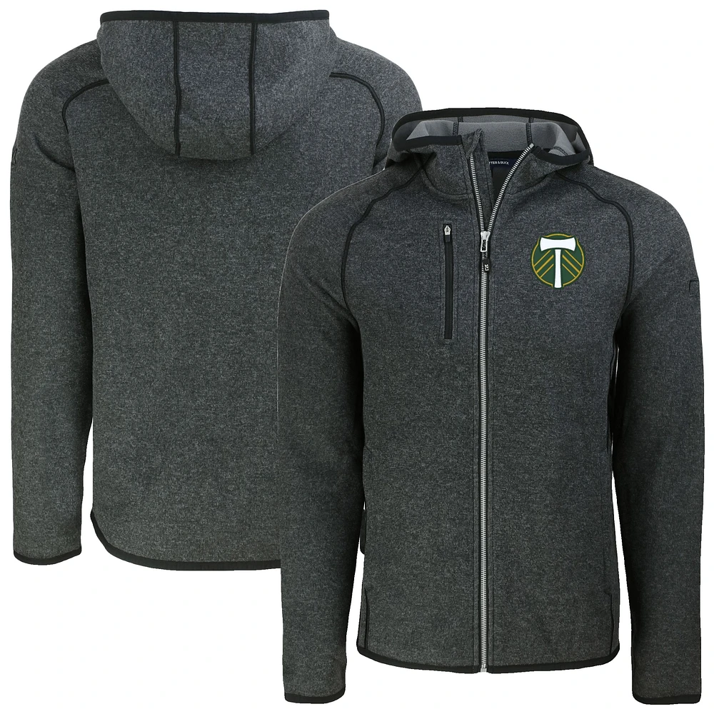 Men's Cutter & Buck Heather Charcoal Portland Timbers Mainsail Raglan Full-Zip Hooded Jacket