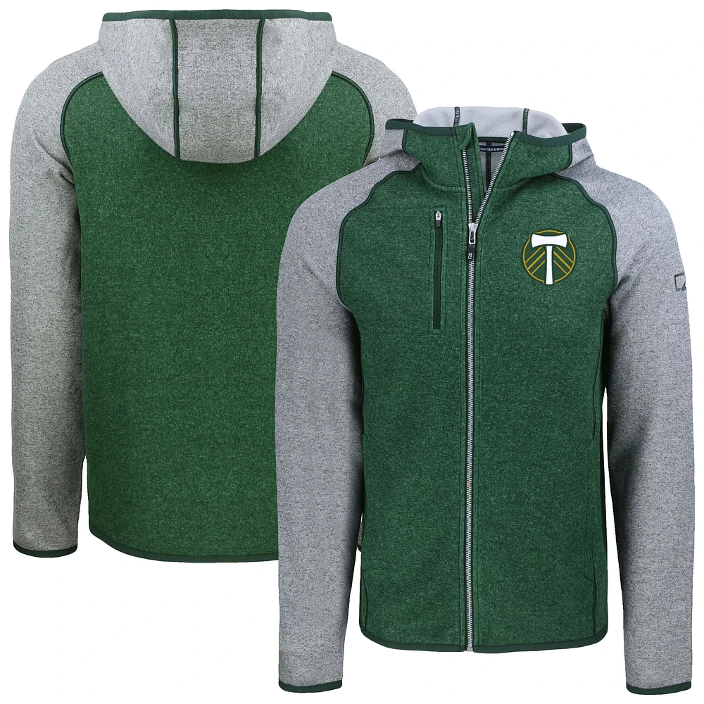 Men's Cutter & Buck Heather Portland Timbers Mainsail Raglan Full-Zip Hooded Jacket