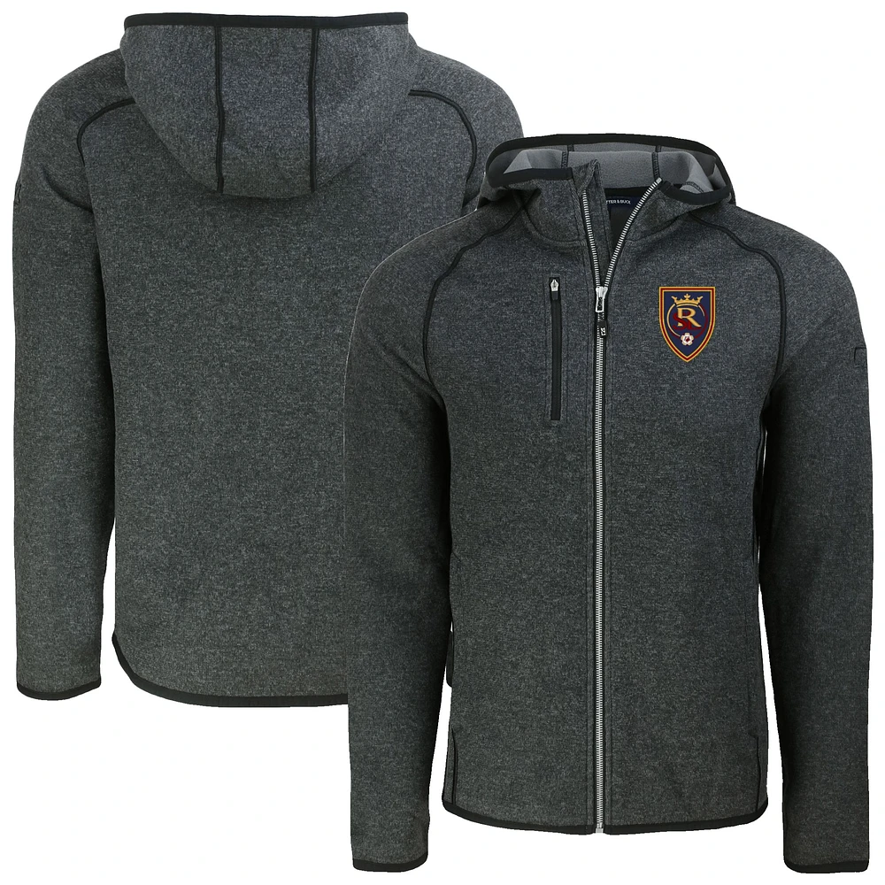 Men's Cutter & Buck Heather Charcoal Real Salt Lake Mainsail Raglan Full-Zip Hooded Jacket