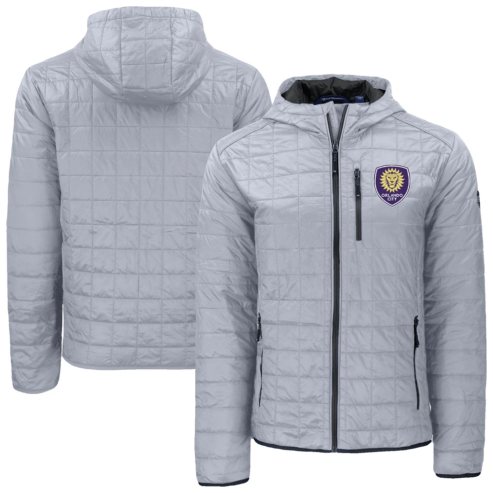 Men's Cutter & Buck Gray Orlando City SC Rainier Primaloft Eco Full-Zip Hooded Jacket