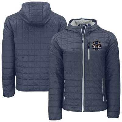 Men's Cutter & Buck Anthracite Philadelphia Union Rainier Primaloft Eco Full-Zip Hooded Jacket