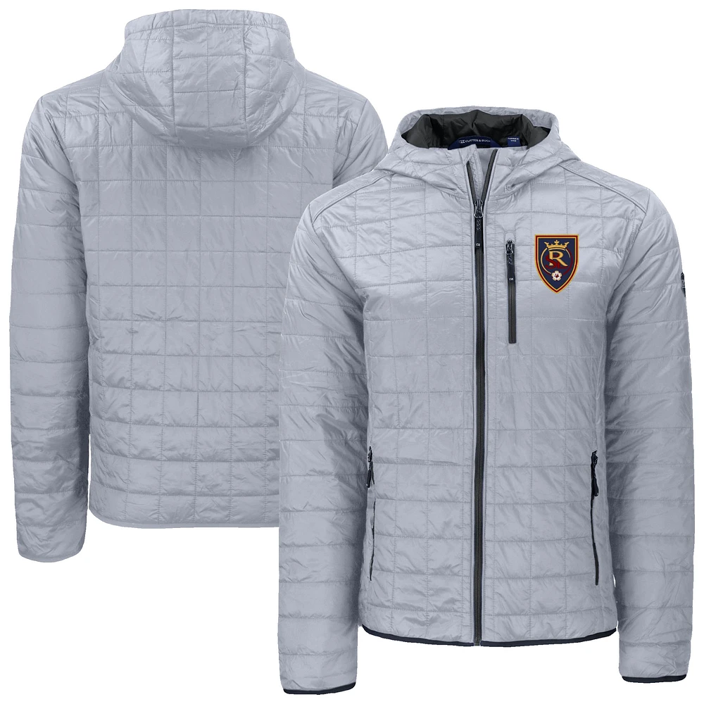 Men's Cutter & Buck Gray Real Salt Lake Rainier Primaloft Eco Full-Zip Hooded Jacket