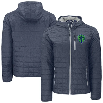 Men's Cutter & Buck Anthracite Seattle Sounders FC Rainier Primaloft Eco Full-Zip Hooded Jacket