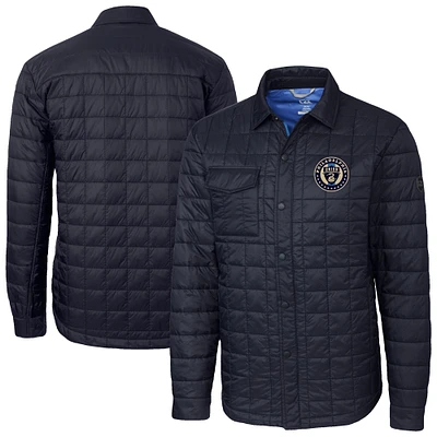 Men's Cutter & Buck Navy Philadelphia Union Rainier PrimaLoft Eco Insulated Quilted Shirt Jacket