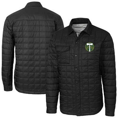 Men's Cutter & Buck  Black Portland Timbers Rainier PrimaLoft Eco Insulated Quilted Shirt Jacket