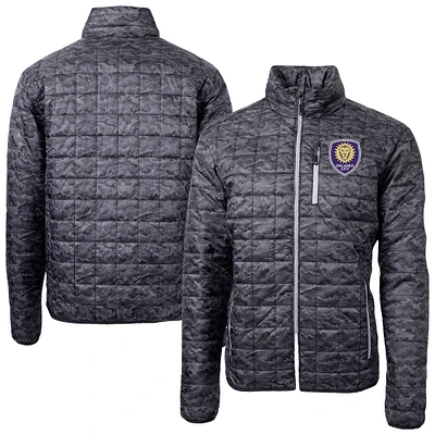 Men's Cutter & Buck Black Orlando City SC Rainier PrimaLoft Eco Insulated Full-Zip Printed Puffer Jacket