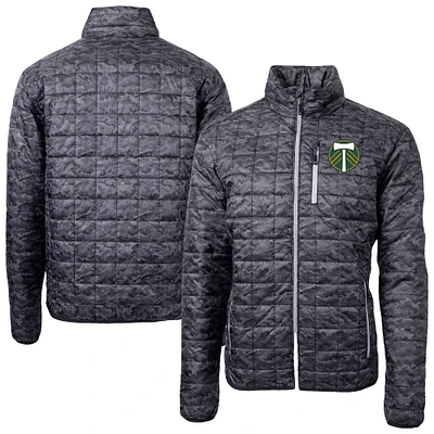 Men's Cutter & Buck Black Portland Timbers Rainier PrimaLoft Eco Insulated Full-Zip Printed Puffer Jacket