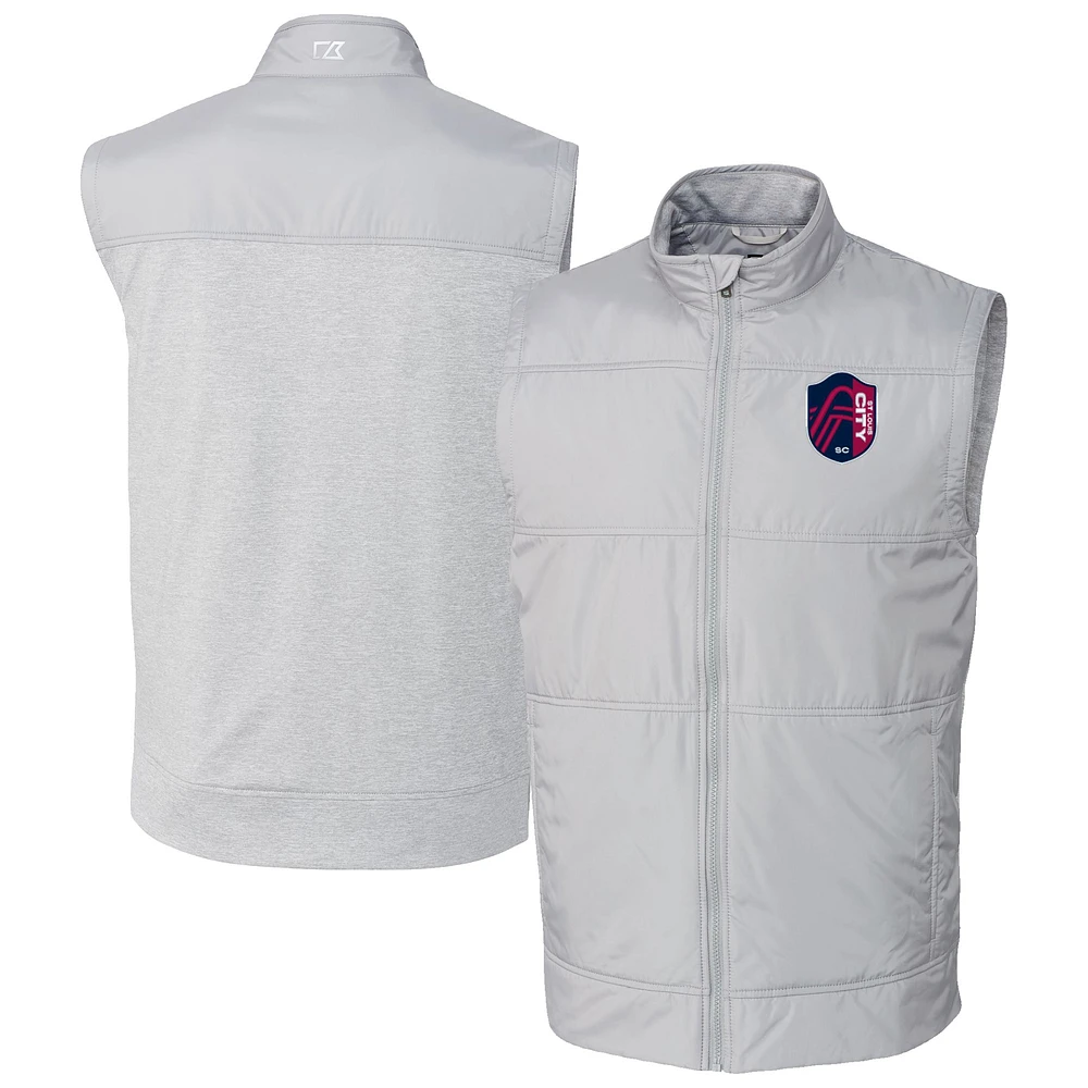 Men's Cutter & Buck Gray St. Louis City SC Stealth Hybrid Quilted Windbreaker Vest