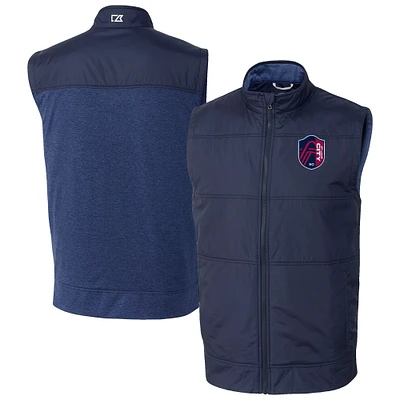 Men's Cutter & Buck Navy St. Louis City SC Stealth Hybrid Quilted Windbreaker Vest