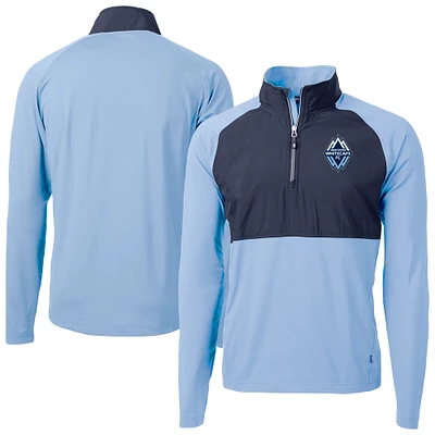 Men's Cutter & Buck Powder Blue Vancouver Whitecaps FC Adapt Eco Knit Hybrid Recycled Quarter-Zip Pullover Top