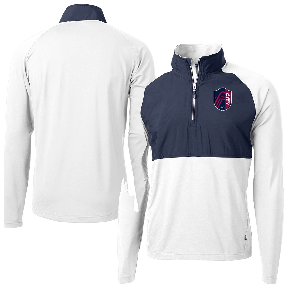 Men's Cutter & Buck St. Louis City SC Adapt Eco Knit Hybrid Recycled Quarter-Zip Pullover Top