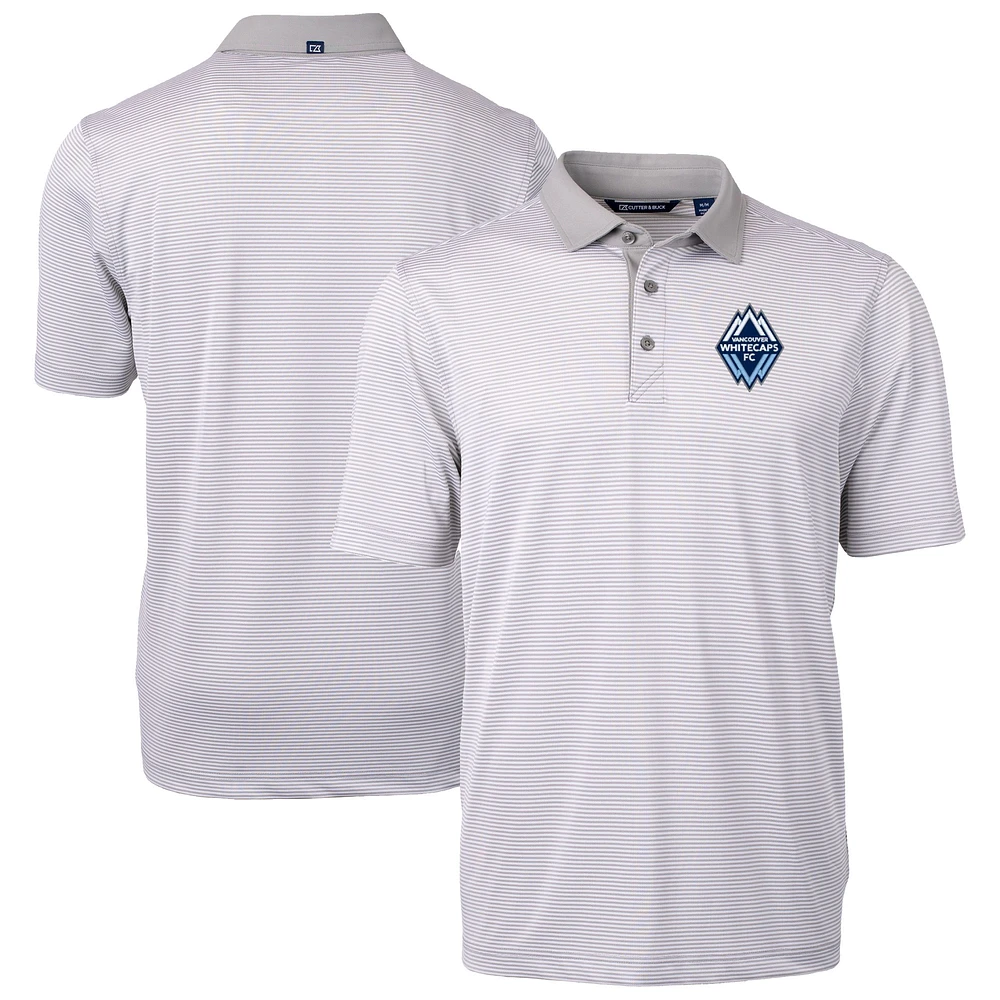 Men's Cutter & Buck Gray Vancouver Whitecaps FC Virtue Eco Pique Micro Stripe Recycled Polo