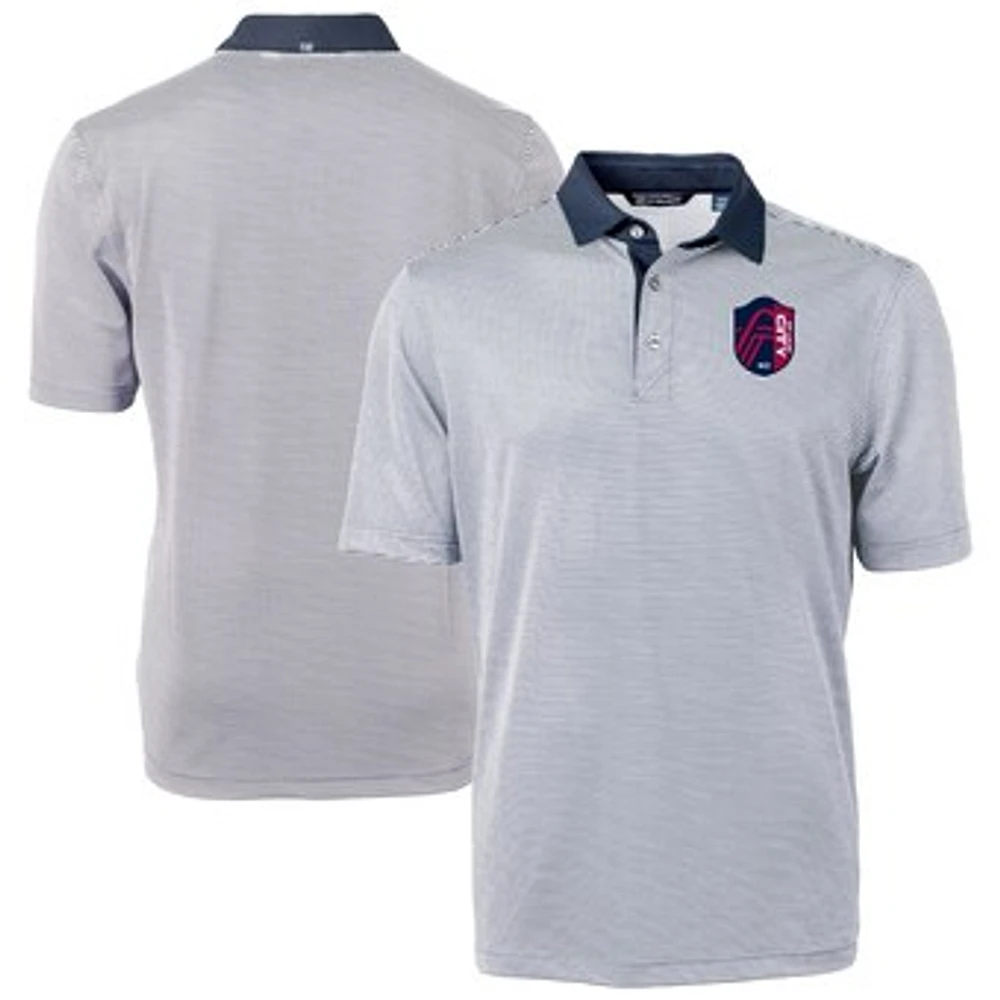 Men's Cutter & Buck Navy St. Louis City SC Virtue Eco Pique Micro Stripe Recycled Polo
