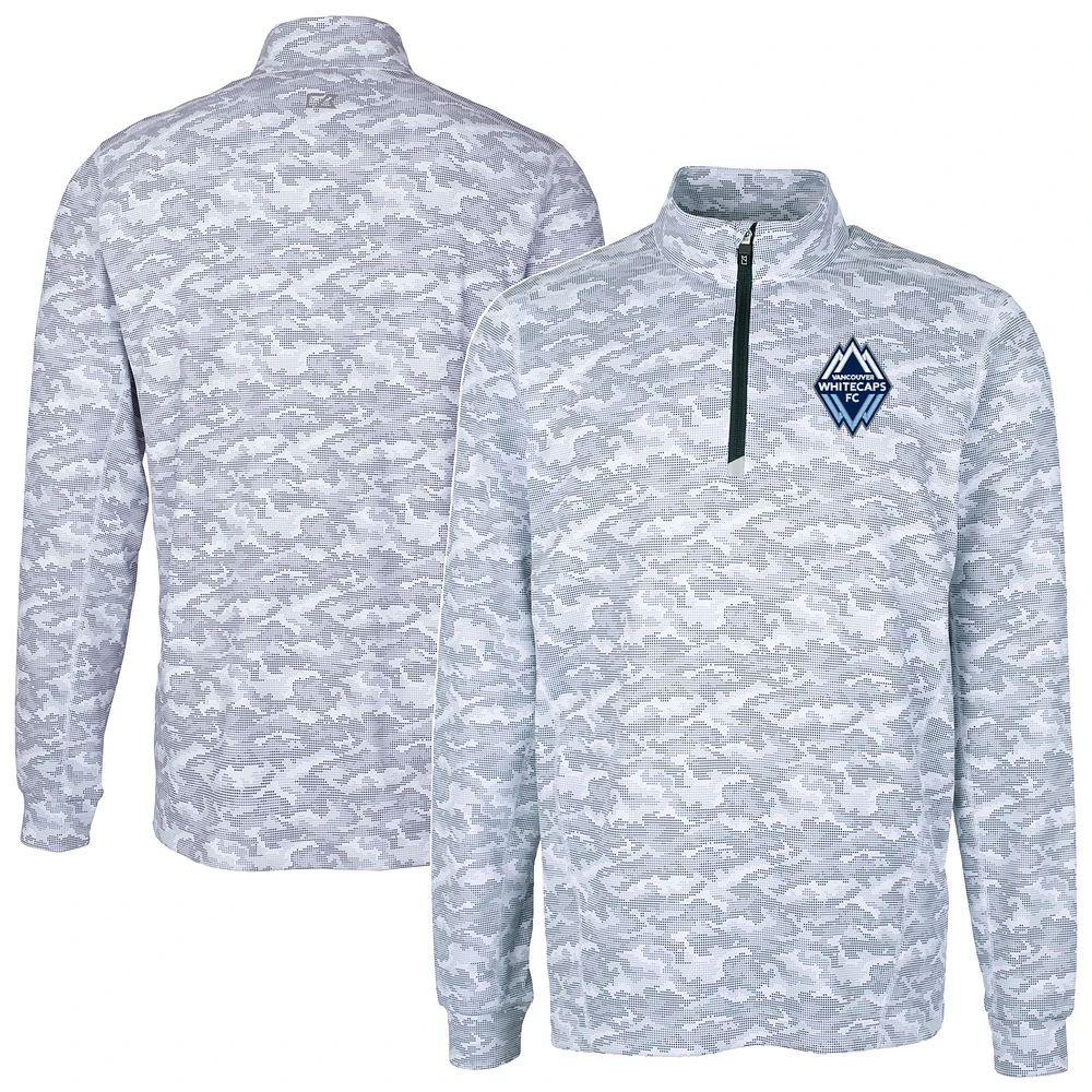 Men's Cutter & Buck Charcoal Vancouver Whitecaps FC Traverse Stretch Eco Camo Print Quarter-Zip Top