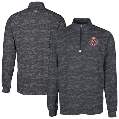Men's Cutter & Buck Black Toronto FC Traverse Stretch Eco Camo Print Quarter-Zip Top