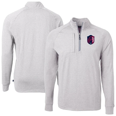 Men's Cutter & Buck Heather Gray St. Louis City SC Adapt Eco Knit Raglan Quarter-Zip Pullover Top