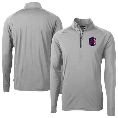 Men's Cutter & Buck Gray St. Louis City SC Adapt Eco Knit Stretch Recycled Raglan Quarter-Zip Pullover Top