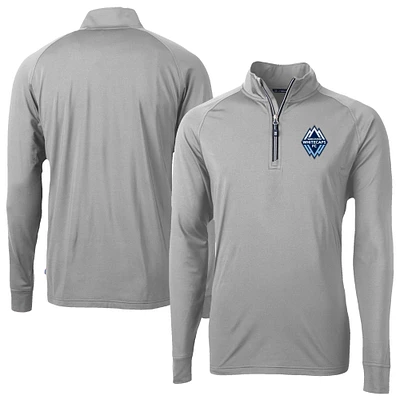 Men's Cutter & Buck Vancouver Whitecaps FC Adapt Eco Knit Stretch Recycled Raglan Quarter-Zip Pullover Top