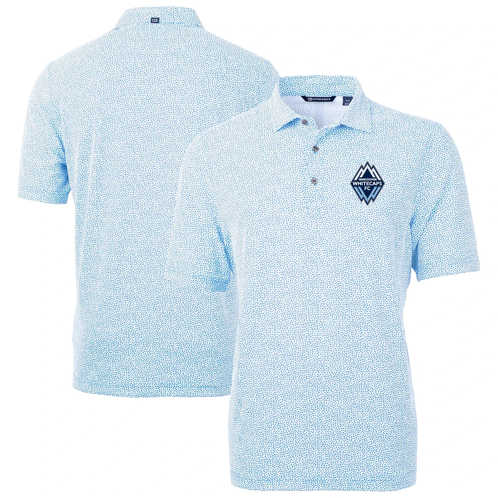 Men's Cutter & Buck Powder Blue Vancouver Whitecaps FC Virtue Eco Pique Botanical Print Recycled Polo