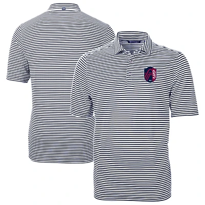 Men's Cutter & Buck Navy St. Louis City SC Virtue Eco Pique Stripe Recycled Polo