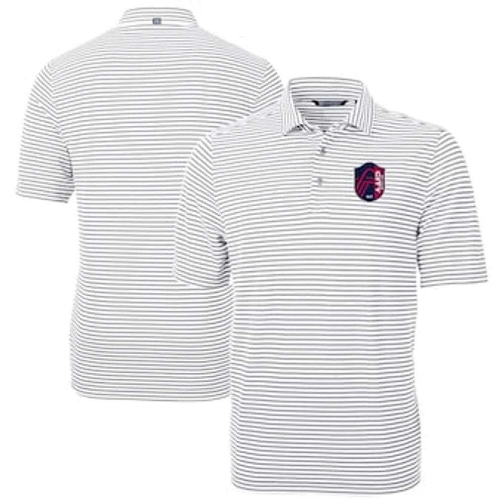 Men's Cutter & Buck Gray St. Louis City SC Virtue Eco Pique Stripe Recycled Polo