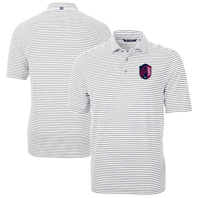 Men's Cutter & Buck Gray St. Louis City SC Virtue Eco Pique Stripe Recycled Polo