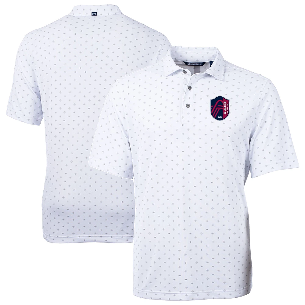 Men's Cutter & Buck White St. Louis City SC Virtue Eco Pique Tile Print Recycled Polo