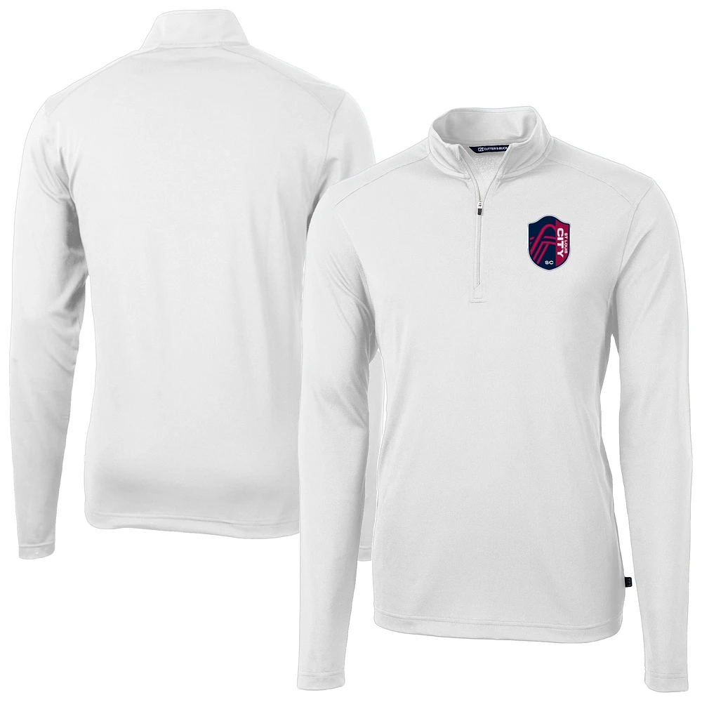Men's Cutter & Buck White St. Louis City SC Virtue Eco Pique Recycled Quarter-Zip Pullover Top