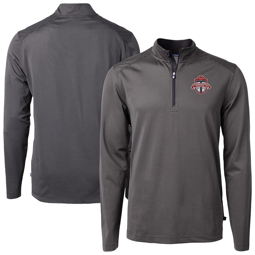 Men's Cutter & Buck Toronto FC Virtue Eco Pique Micro Stripe Recycled Quarter-Zip Pullover Top