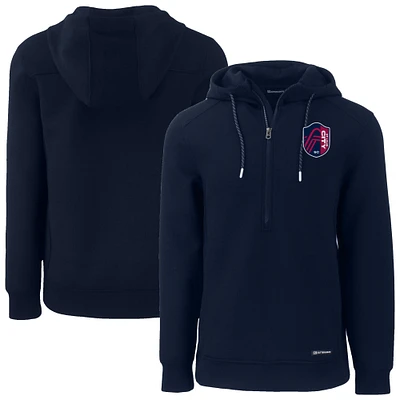 Men's Cutter & Buck Navy St. Louis City SC Roam Eco Half-Zip Recycled Tri-Blend Hoodie Pullover Top