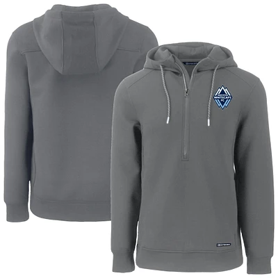 Men's Cutter & Buck Gray Vancouver Whitecaps FC Roam Eco Half-Zip Recycled Tri-Blend Hoodie Pullover Top