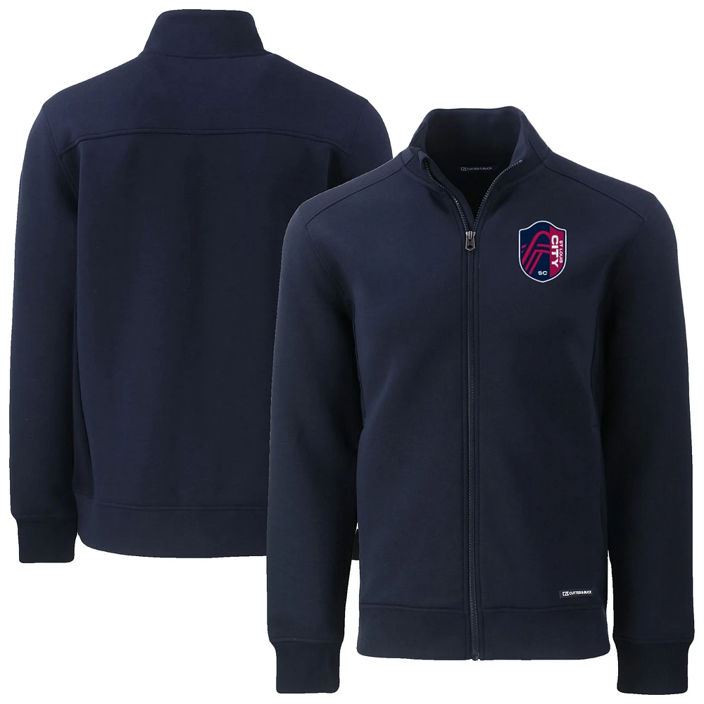 Men's Cutter & Buck Navy St. Louis City SC Roam Eco Tri-Blend Recycled Full-Zip Jacket