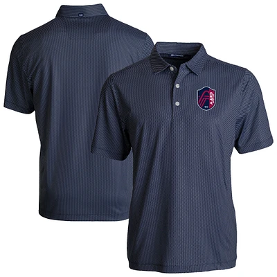 Men's Cutter & Buck Navy St. Louis City SC Pike Eco Symmetry Print Stretch Recycled Polo
