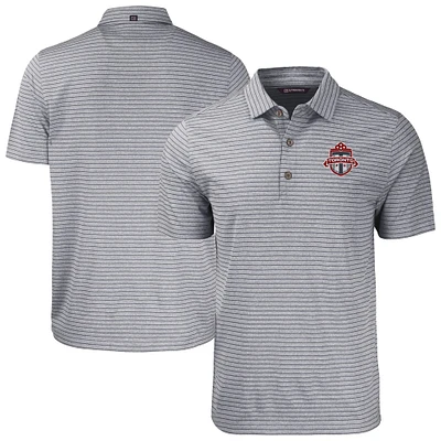 Men's Cutter & Buck Heather Toronto FC Forge Eco Stripe Stretch Recycled Tri-Blend Polo