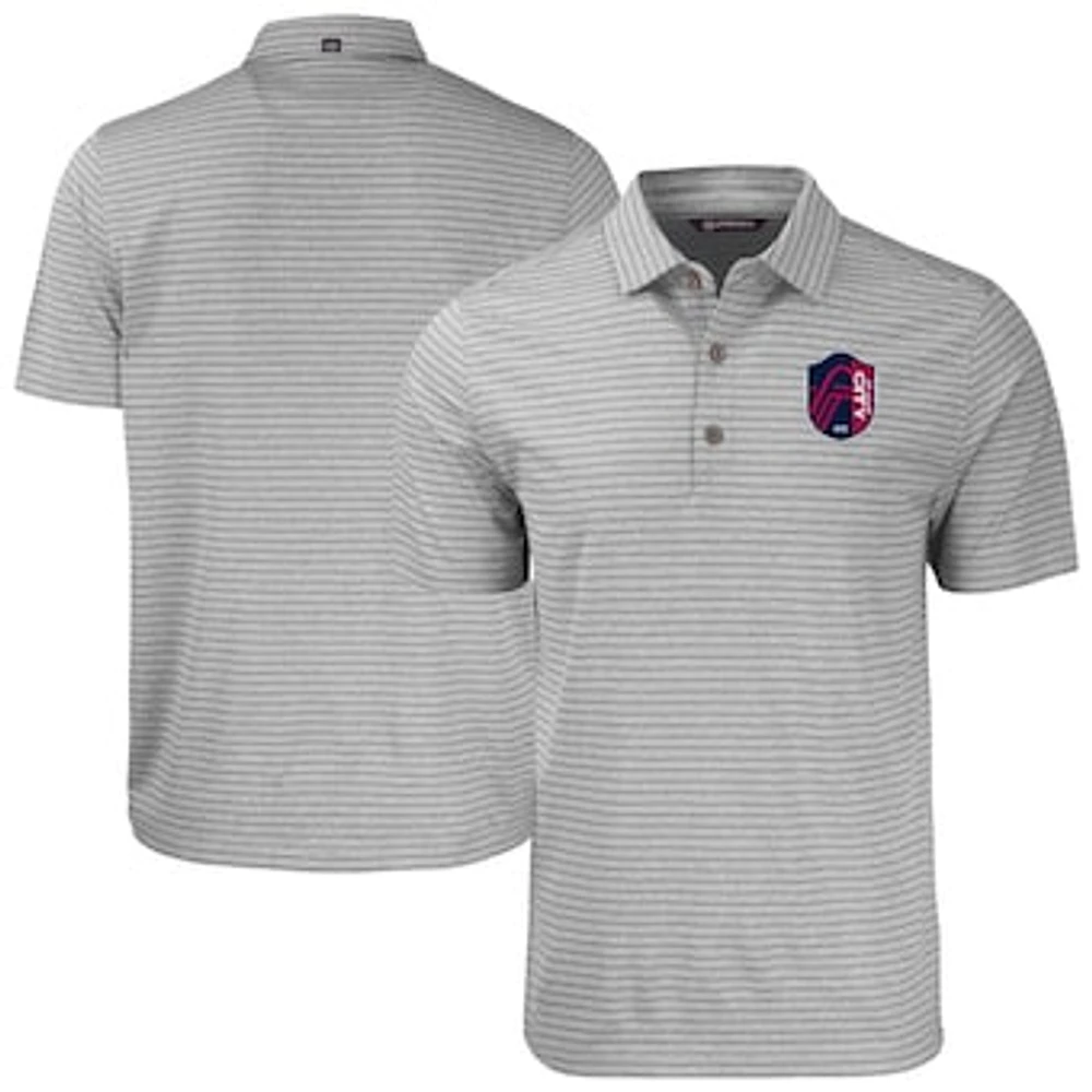 Men's Cutter & Buck Heather Gray St. Louis City SC Forge Eco Stripe Stretch Recycled Tri-Blend Polo