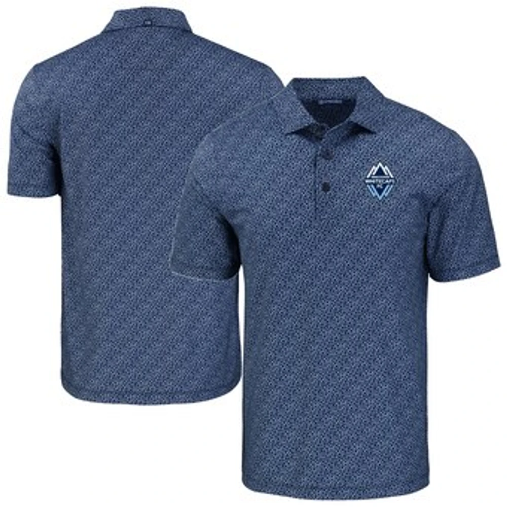Men's Cutter & Buck Navy Vancouver Whitecaps FC Pike Eco Pebble Print Stretch Recycled Polo