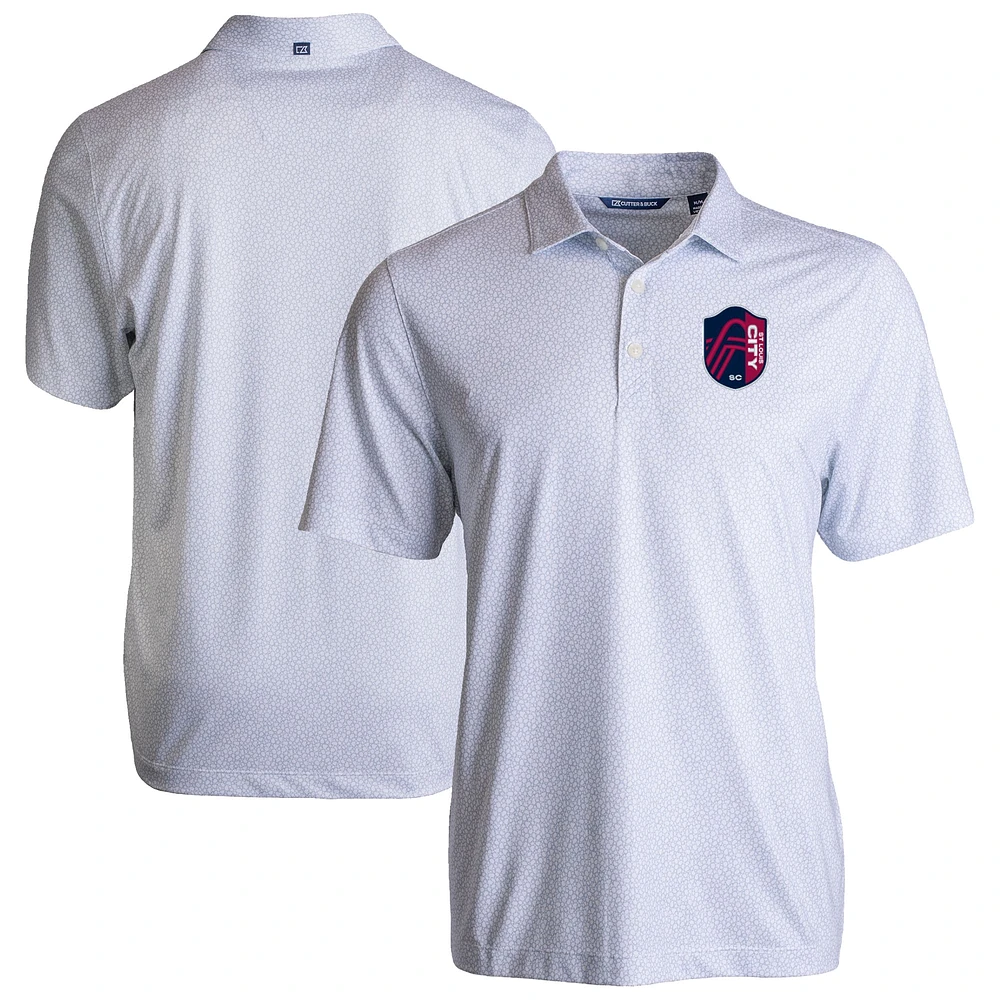 Men's Cutter & Buck White St. Louis City SC Pike Eco Pebble Print Stretch Recycled Polo