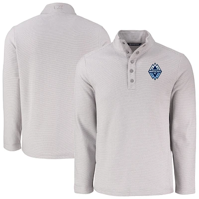 Men's Cutter & Buck Gray Vancouver Whitecaps FC Hunts Point Eco Textured Fleece Recycled Quarter-Snap Top