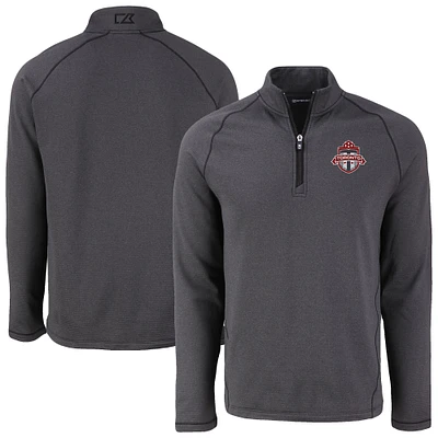 Men's Cutter & Buck Heather Toronto FC Peshastin Eco Fleece Recycled Raglan Half-Zip Top