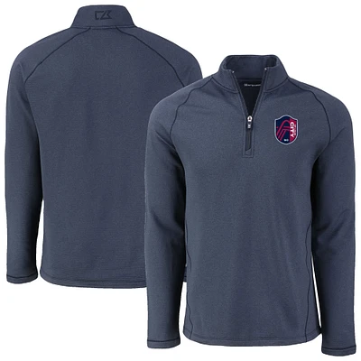 Men's Cutter & Buck Heather Navy St. Louis City SC Peshastin Eco Fleece Recycled Raglan Half-Zip Top