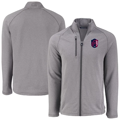 Men's Cutter & Buck Heather Gray St. Louis City SC Peshastin Eco Fleece Recycled Raglan Full-Zip Jacket