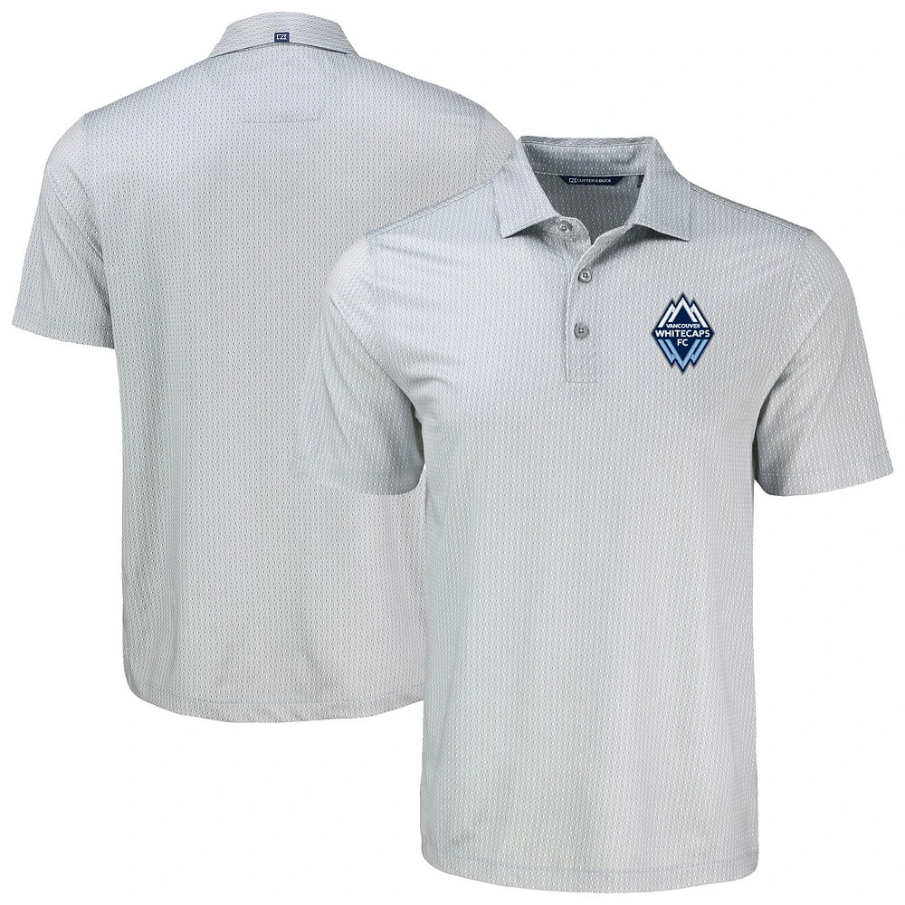 Men's Cutter & Buck Gray Vancouver Whitecaps FC Pike Eco Shadow Check Print Recycled Polo