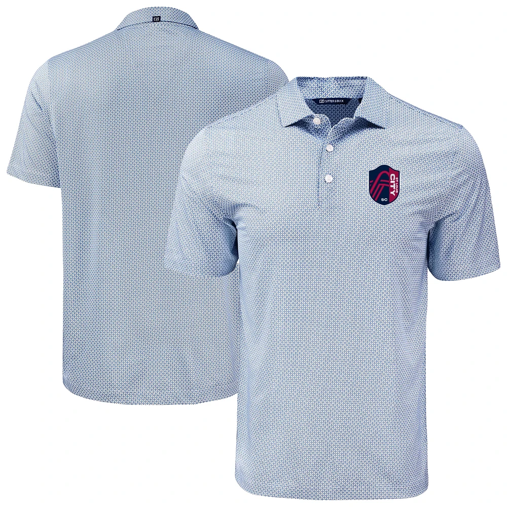 Men's Cutter & Buck Navy St. Louis City SC Pike Eco Diamond Dot Print Recycled Polo